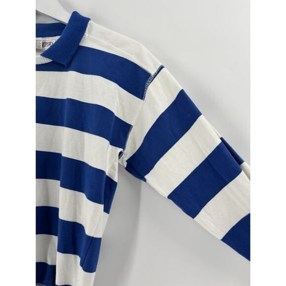 Vintage Lindsey Blake Shirt Womens Small Petite Blue White Striped 3/4 Sleeves - Picture 3 of 16